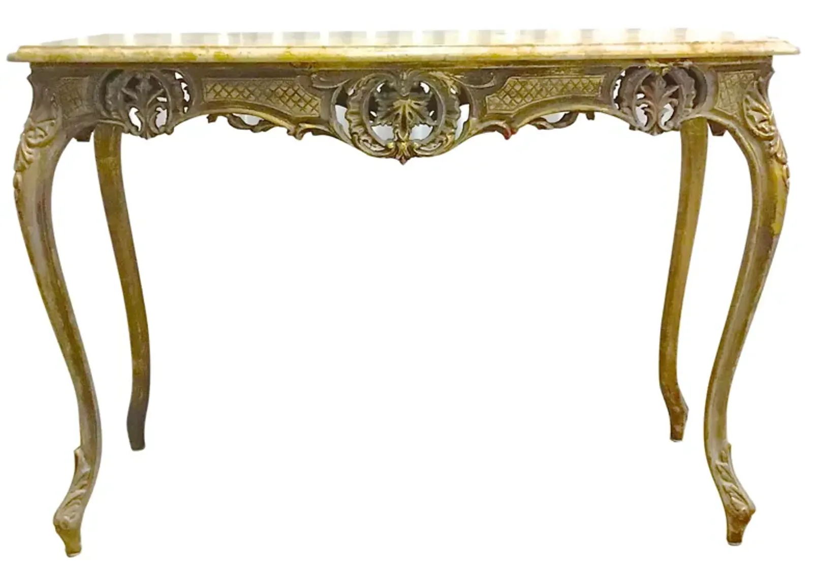 Antique Giltwood & Marble Console Table - Vermilion Designs - Gold