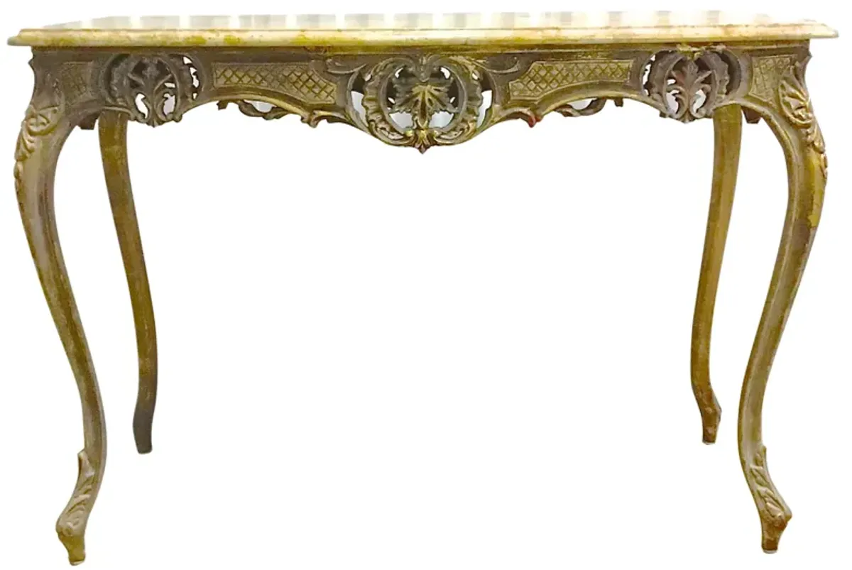 Antique Giltwood & Marble Console Table - Vermilion Designs - Gold