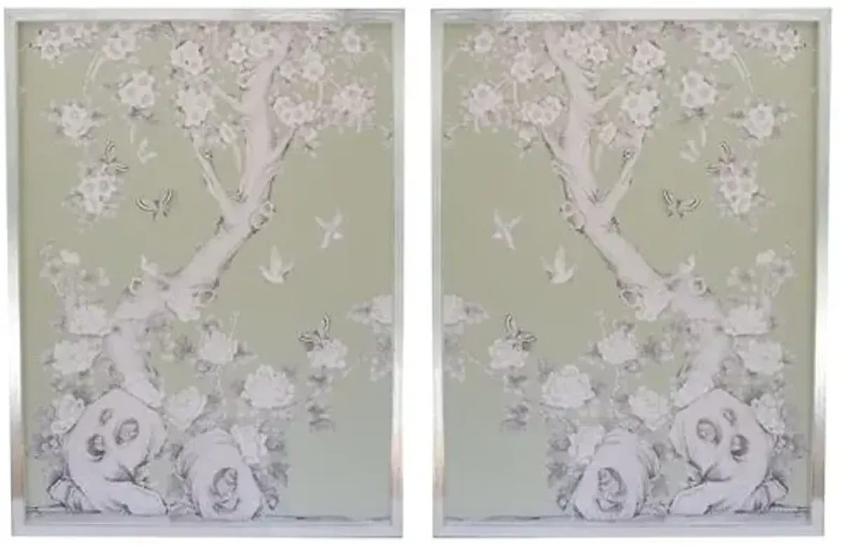 Ariel Okin x Dawn Wolfe - Tea Green Tree Diptych - Dawn Wolfe Design