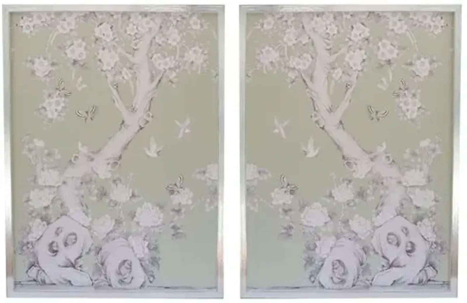 Ariel Okin x Dawn Wolfe - Tea Green Tree Diptych - Dawn Wolfe Design