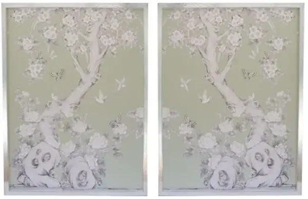 Ariel Okin x Dawn Wolfe - Tea Green Tree Diptych - Dawn Wolfe Design