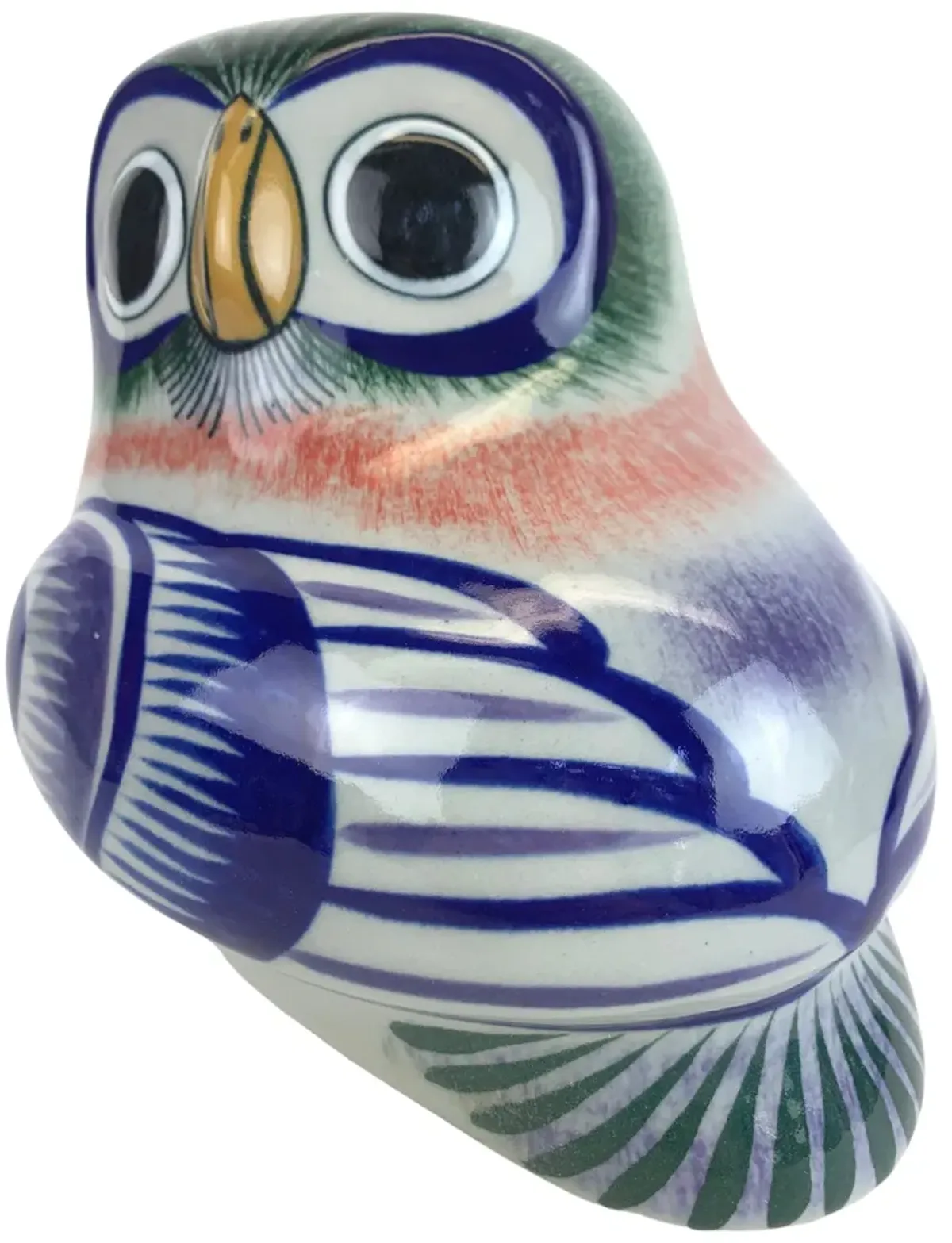 Mexican Tonala Stoneware Owl - Eat Drink Home - Blue