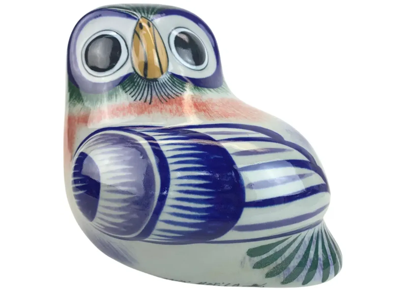 Mexican Tonala Stoneware Owl - Eat Drink Home - Blue