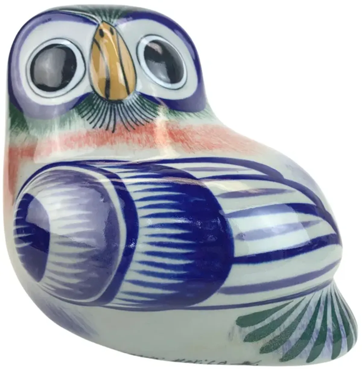 Mexican Tonala Stoneware Owl - Eat Drink Home - Blue