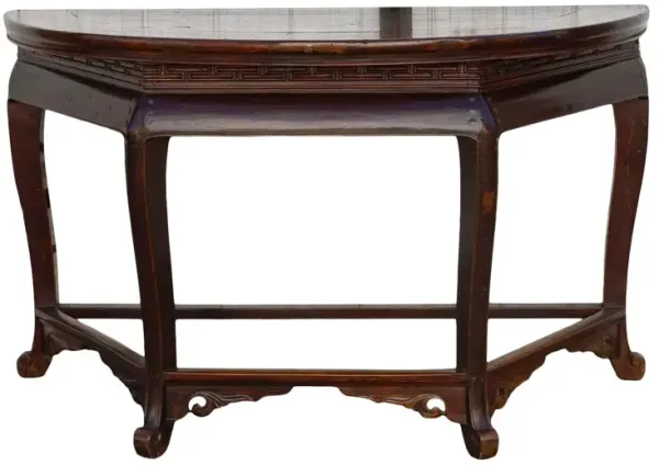 Elegant Antique Chinese Demilune Console - de-cor - Brown