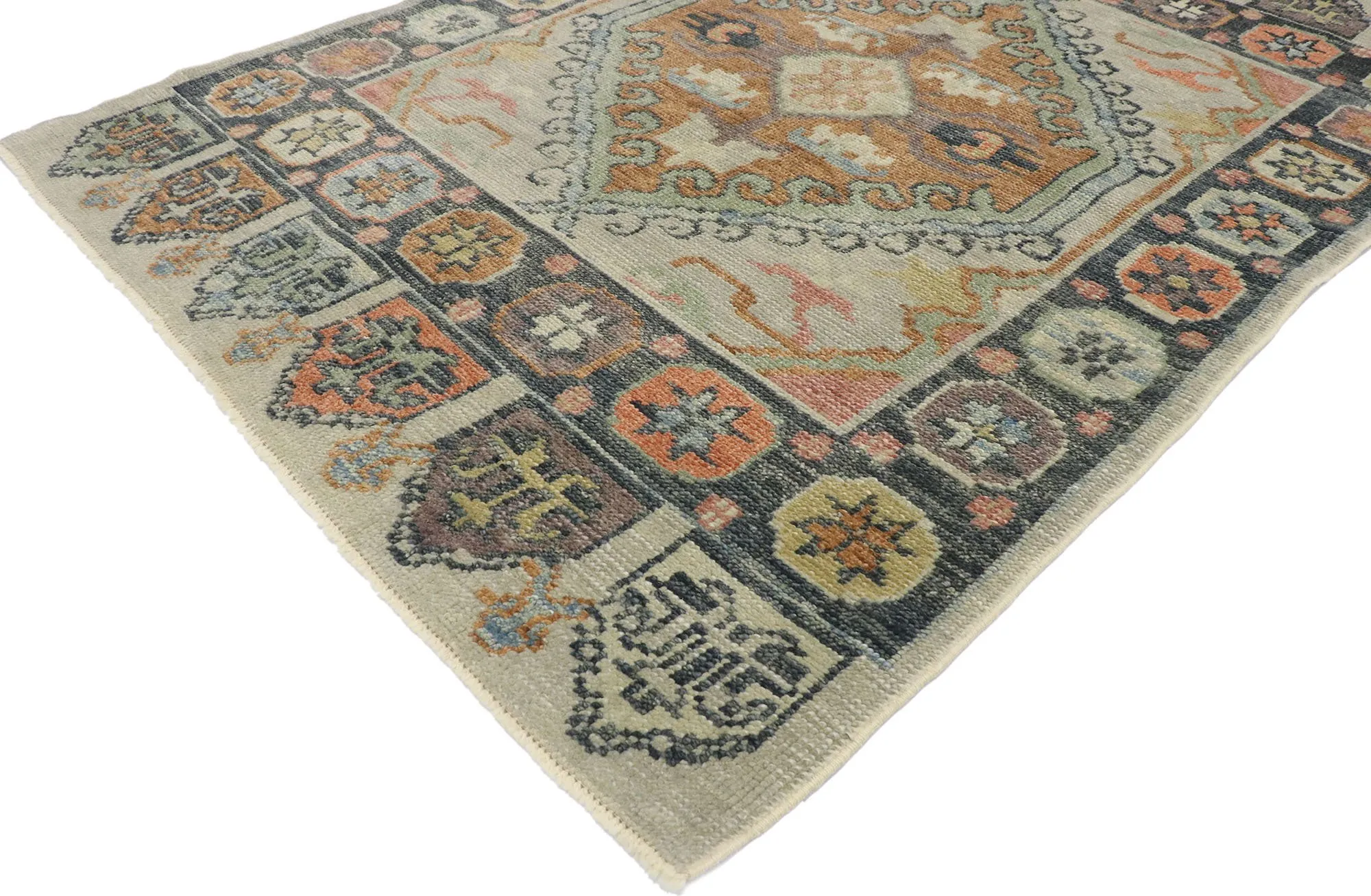 4' x 5'7" Turkish Oushak Rug - Esmaili Rugs & Antiques - Gray - Gray