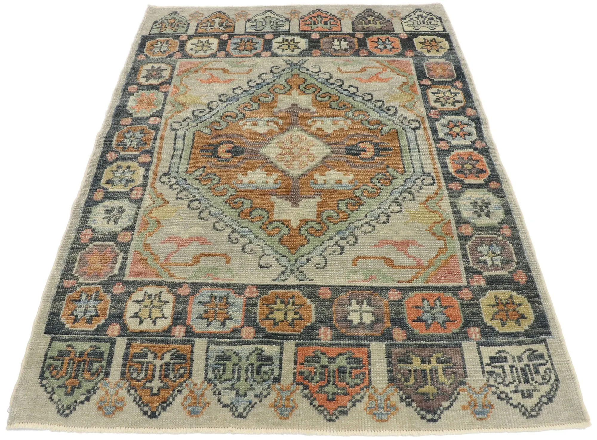 4' x 5'7" Turkish Oushak Rug - Esmaili Rugs & Antiques - Gray - Gray