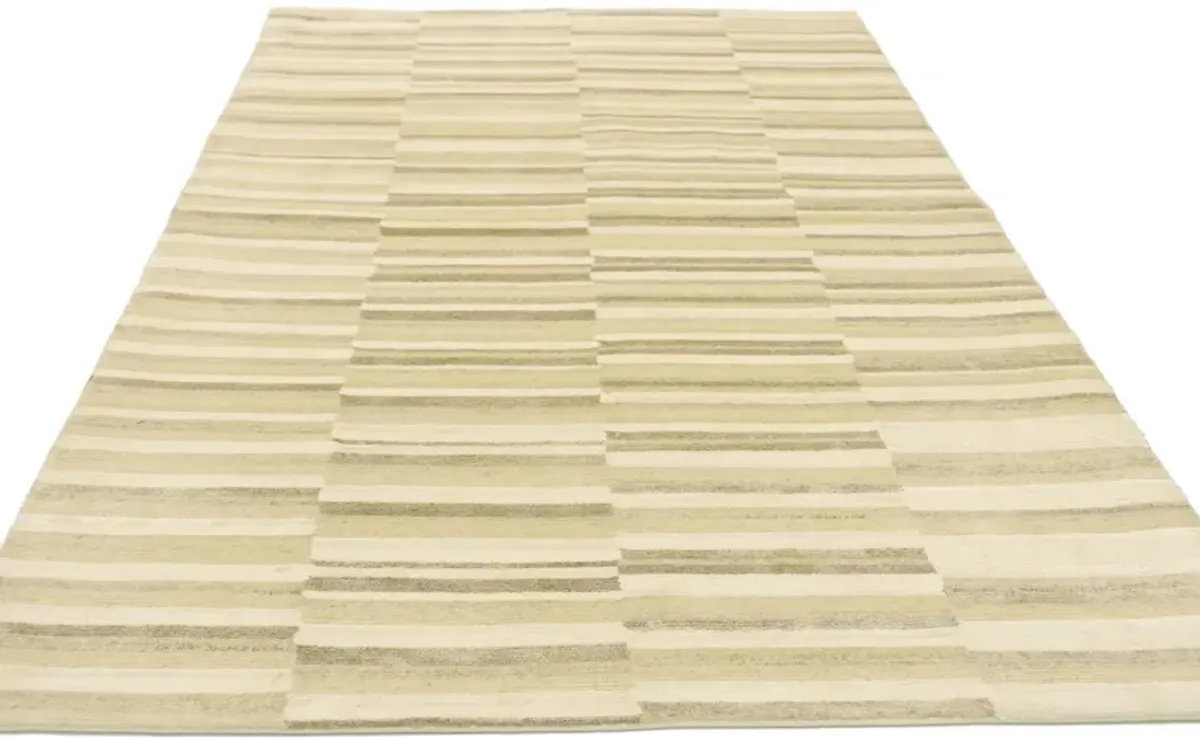 3'9" x 5'10" Neutral Striped Area Rug - Esmaili Rugs & Antiques - Beige - Beige