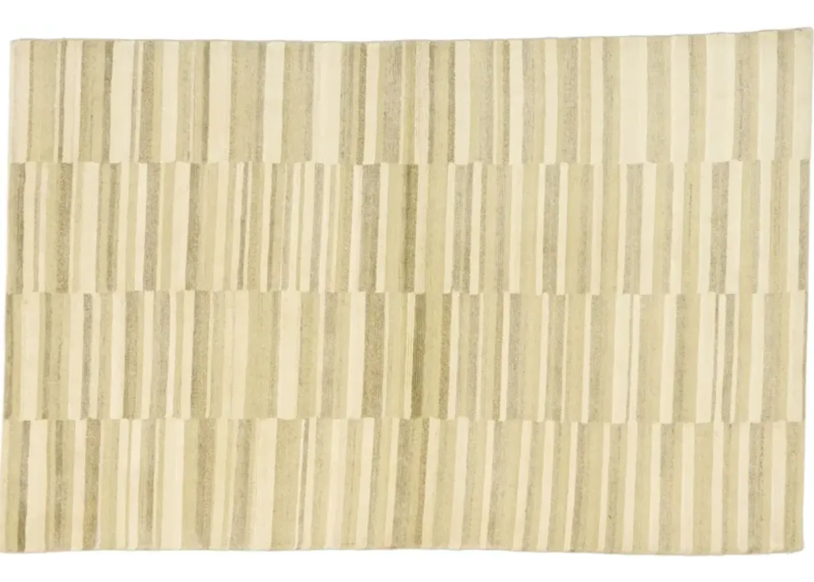 3'9" x 5'10" Neutral Striped Area Rug - Esmaili Rugs & Antiques - Beige - Beige