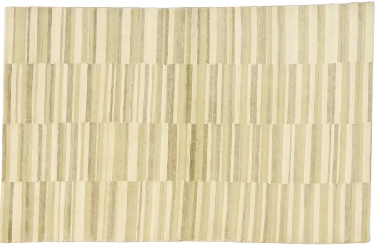 3'9" x 5'10" Neutral Striped Area Rug - Esmaili Rugs & Antiques - Beige - Beige