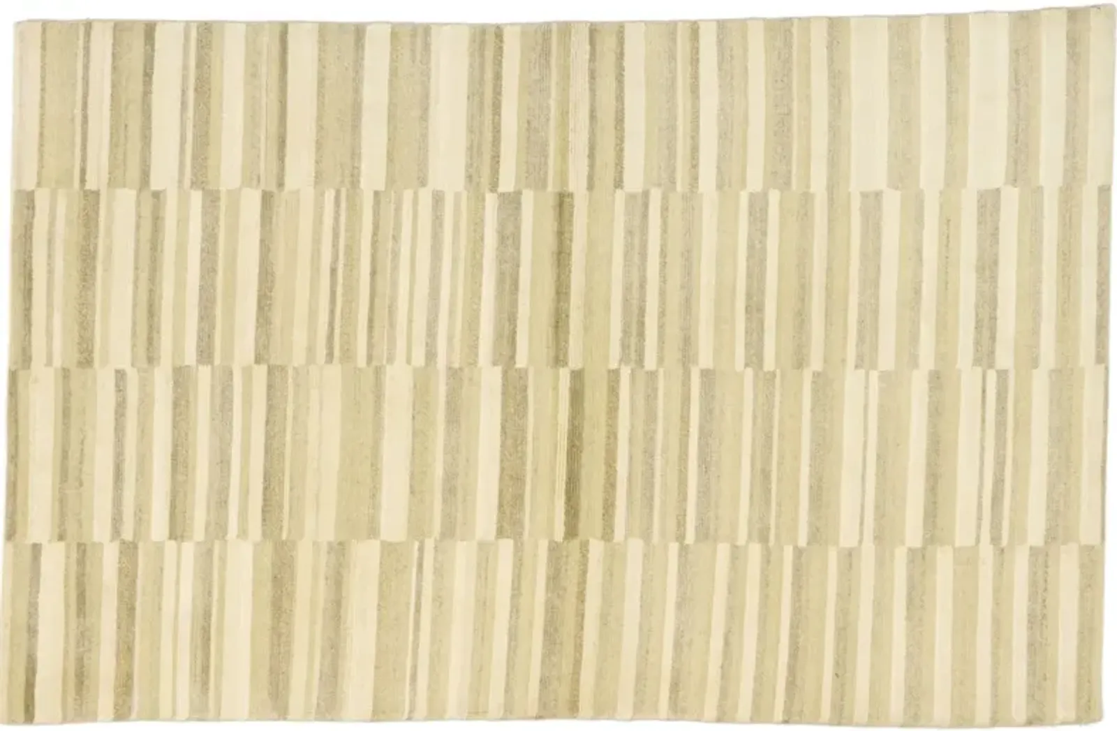 3'9" x 5'10" Neutral Striped Area Rug - Esmaili Rugs & Antiques - Beige - Beige