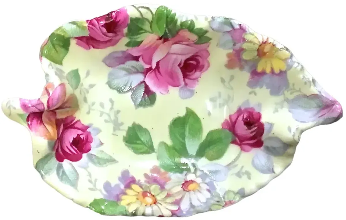 English Allyn Nelson Porcelain Rose Dish - Vermilion Designs - Beige