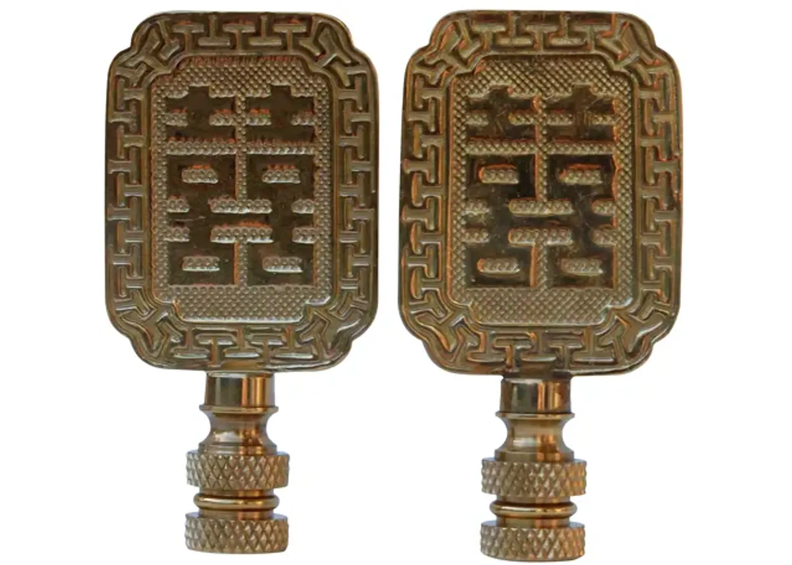 Double Happiness Lamp Finials - a Pair By Interesting Things - Gold - Fits a standard size lamp harp