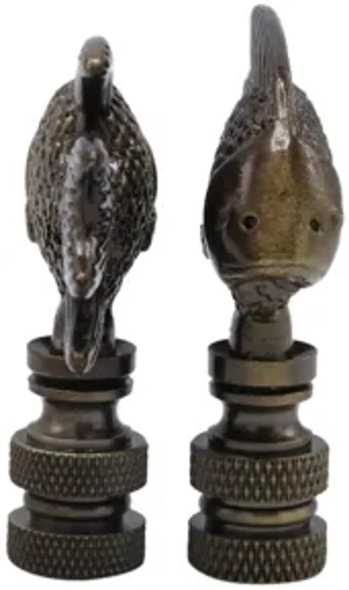 Antiqued Brass Fish Lamp Finials - a Pair - Black