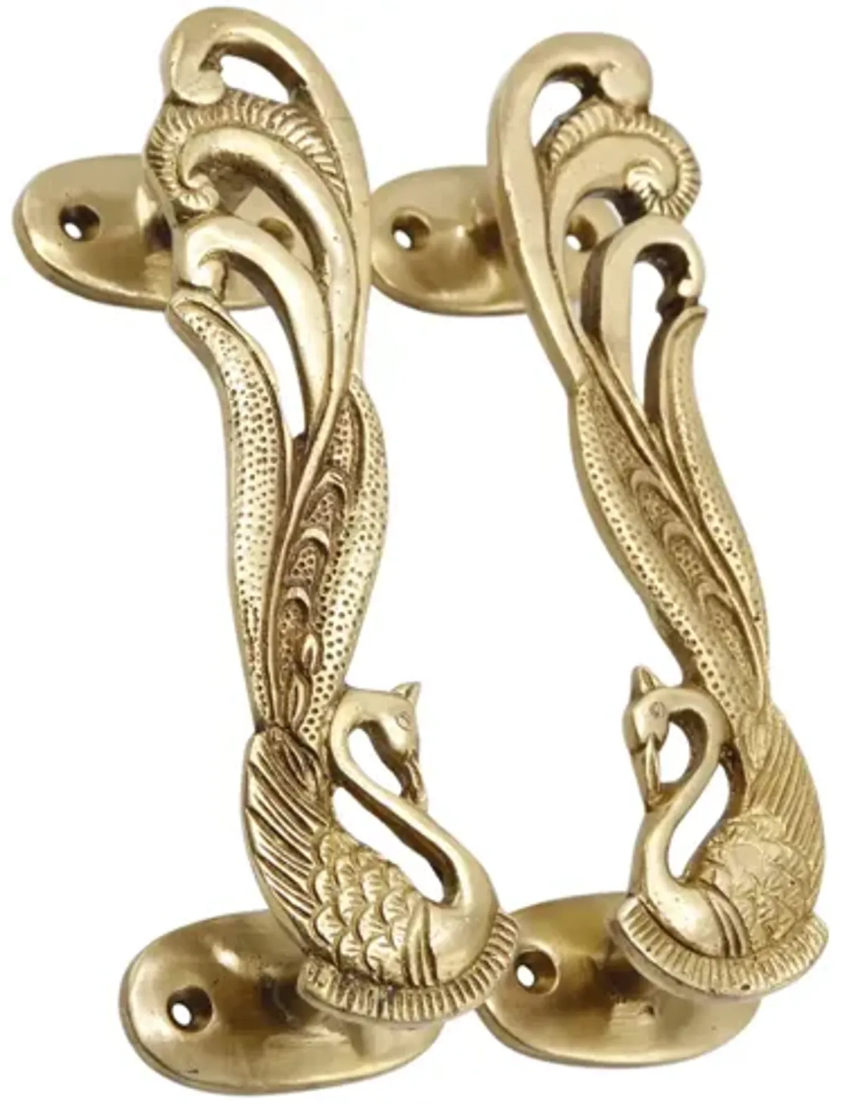 Gold Brass Peacock Handles - a Pair - Interesting Things