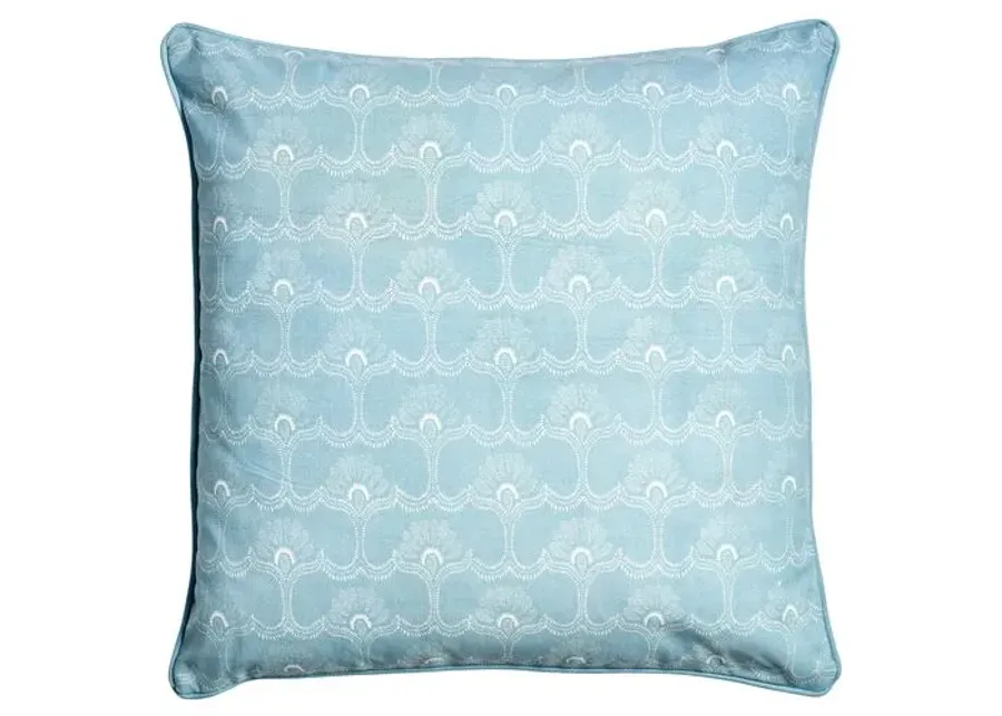 Saans Pillow - Ivory/Light Blue