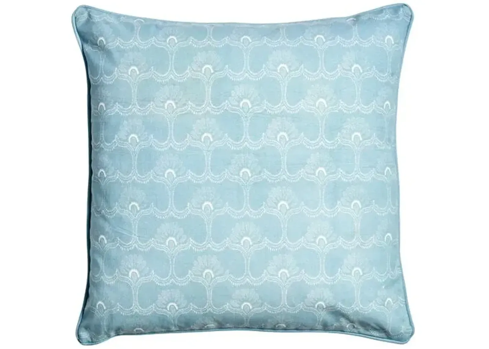 Saans Pillow - Ivory/Light Blue