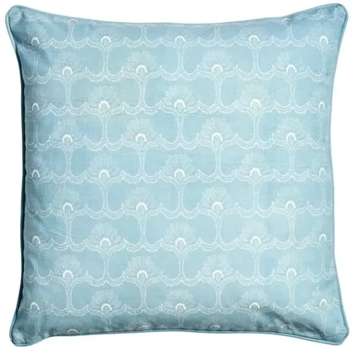 Saans Pillow - Ivory/Light Blue