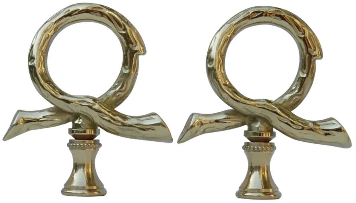 Brass Loop Lamp Finials - a Pair By Interesting Things - Gold - Fits a standard size lamp harp