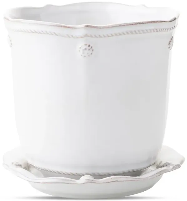 5.25" Berry & Thread Whitewash Planter & Saucer I