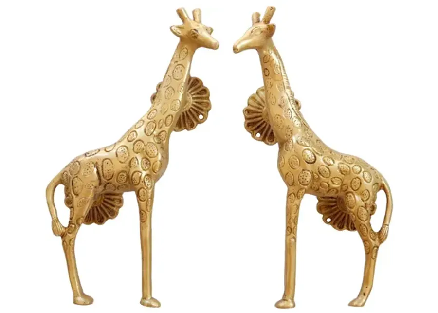 Gold Brass Giraffe Door Handles - Set of 2 - Interesting Things