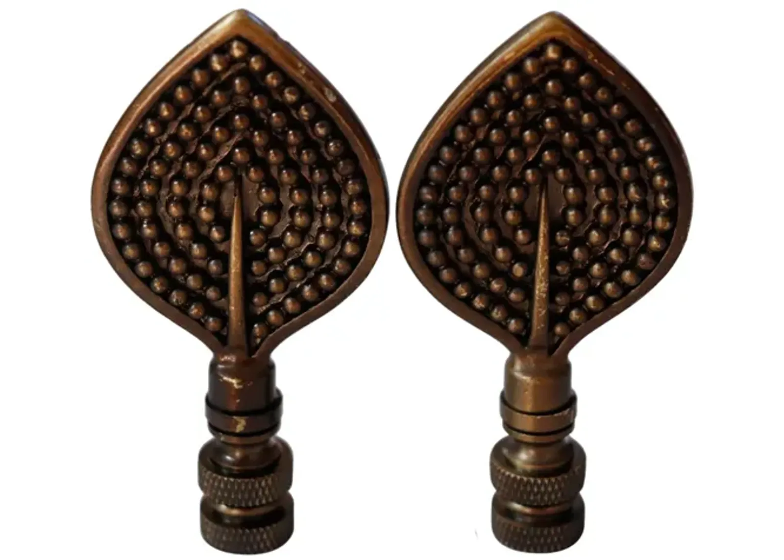 Antiqued Brass Lamp Finials - a Pair By Interesting Things - Brown - Fits a standard size lamp harp