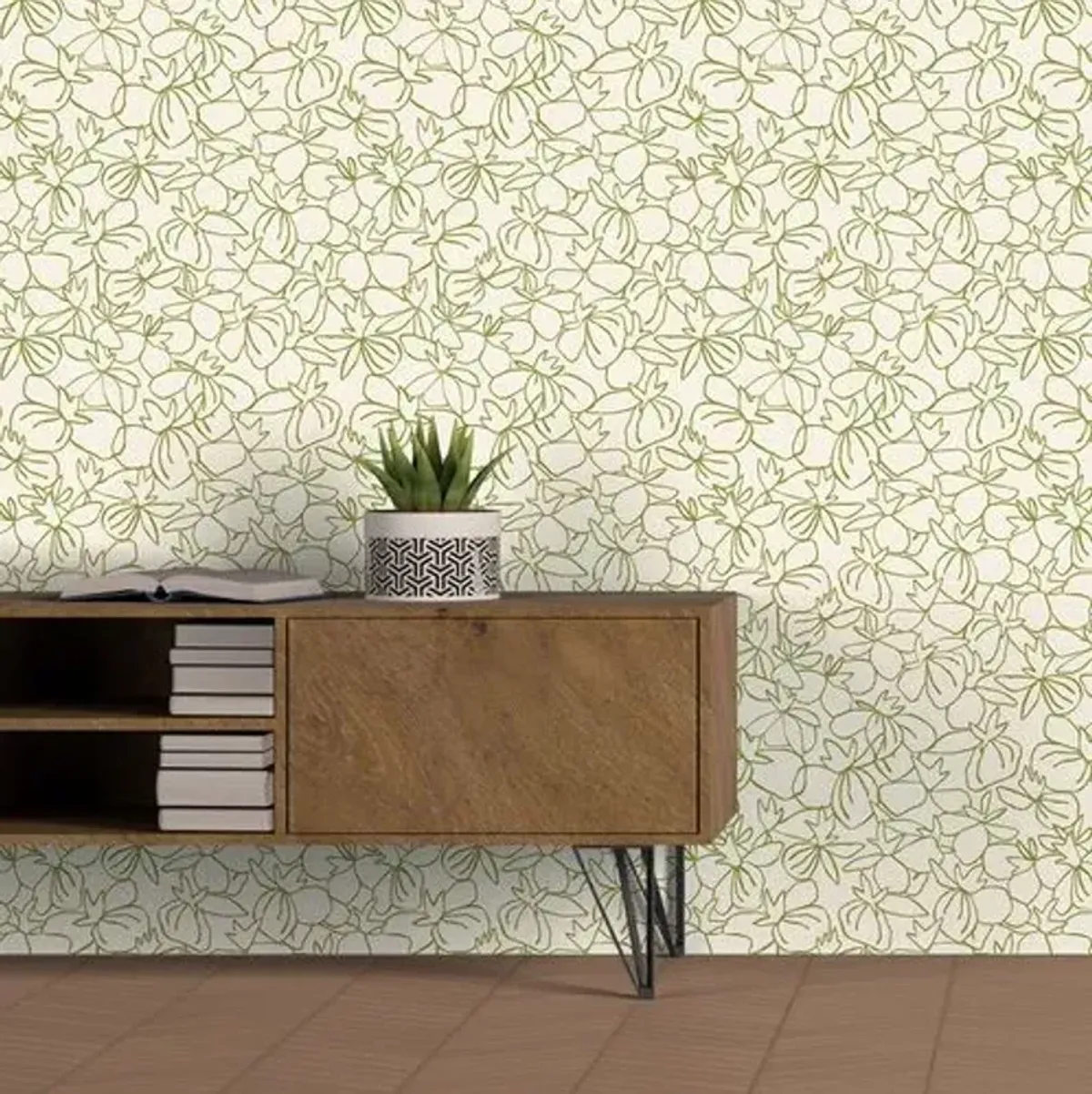 Flowers Susan Hable Wallpaper - Napa - Soicher Marin - Green