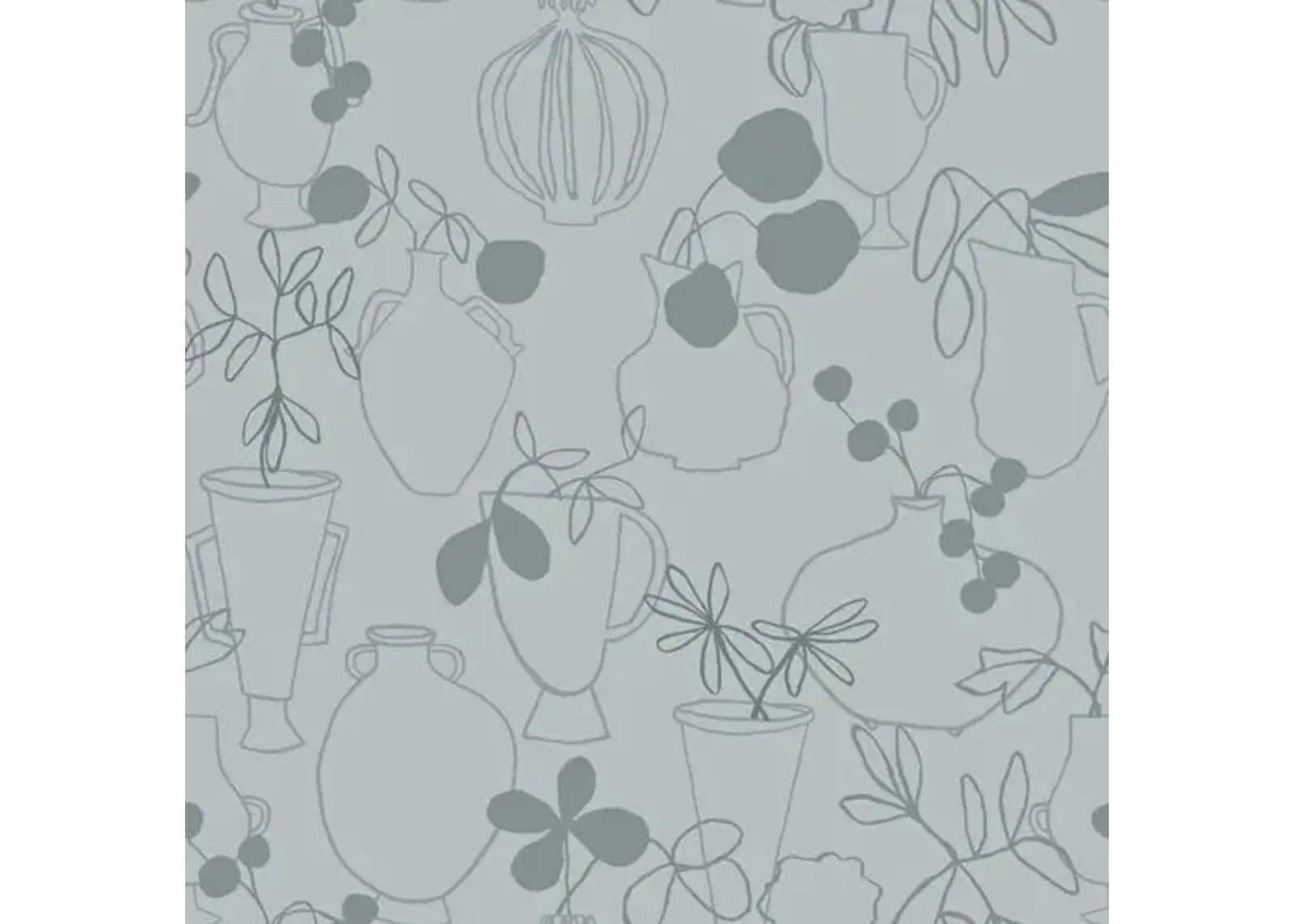 Flower Vases Susan Hable Wallpaper - Ocean Sand - Soicher Marin - Blue