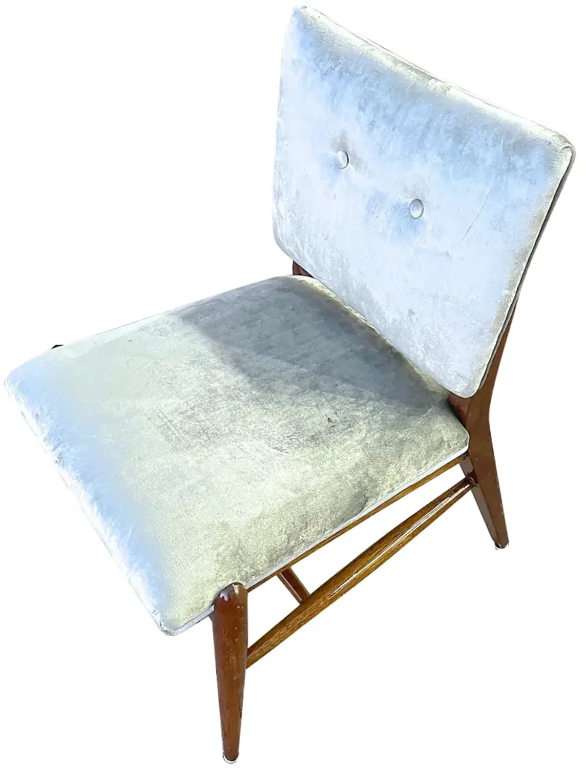 MCM Brown Saltman Velvet Side Chair - Vermilion Designs - Silver