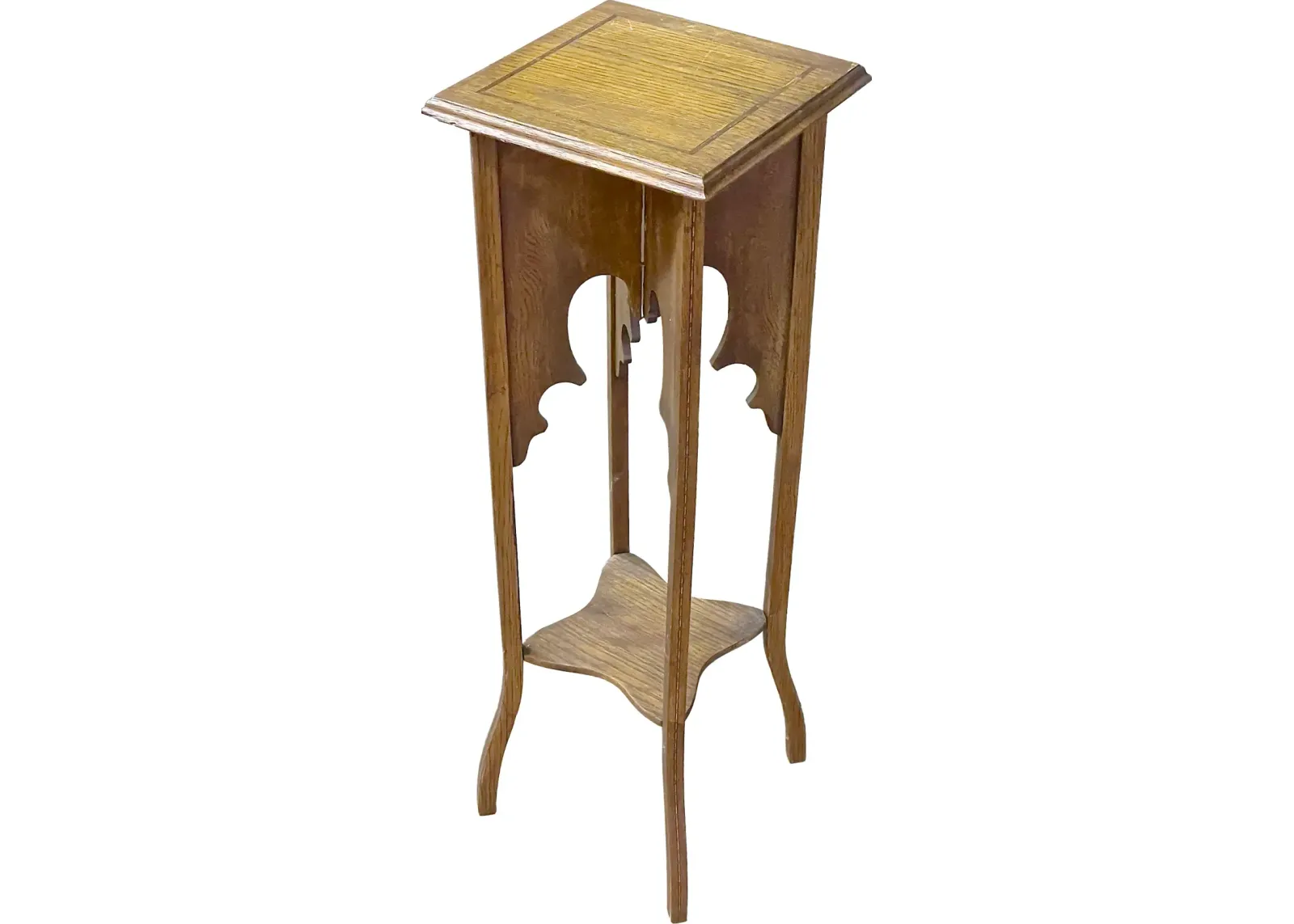 Gothic Revival Style Tall Pedestal - Vermilion Designs - Brown