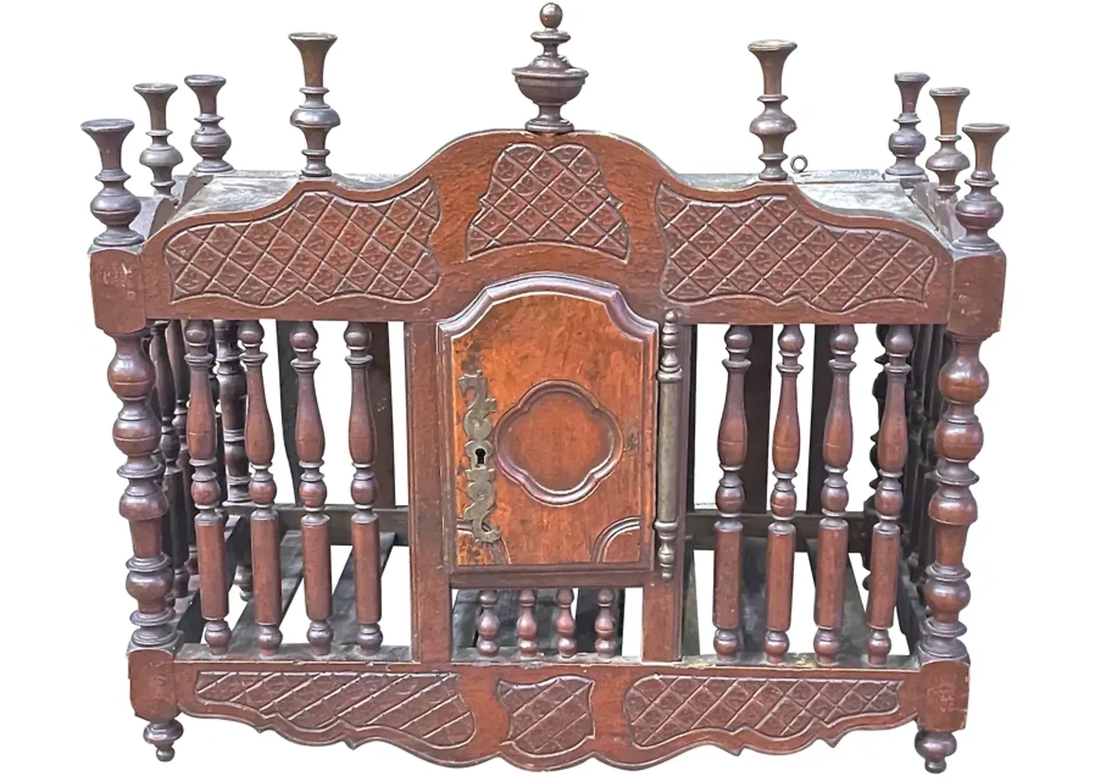 Antique French Wood Panetiere - Vermilion Designs - Brown