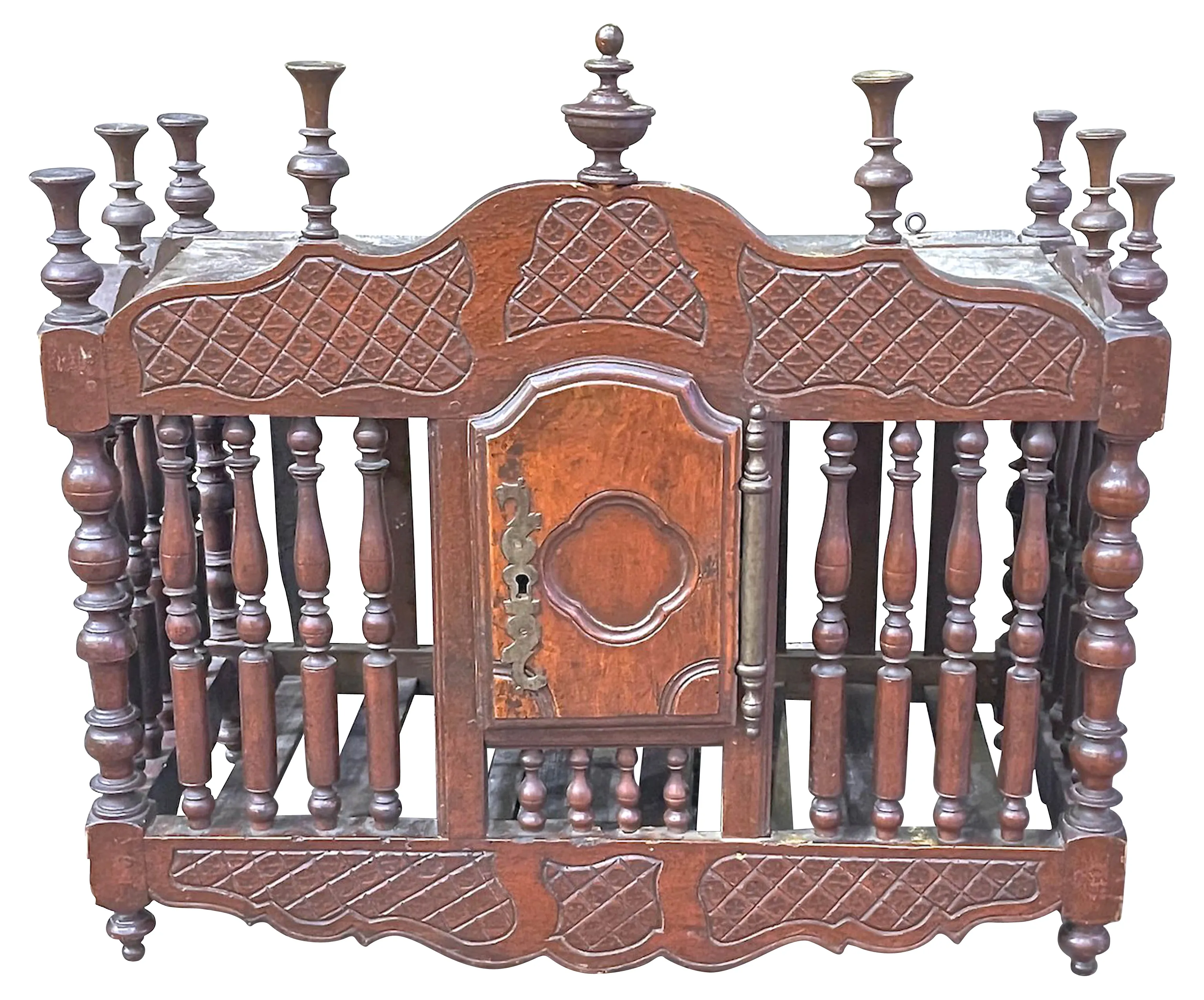 Antique French Wood Panetiere - Vermilion Designs - Brown