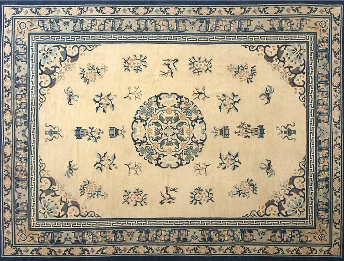 Chinese Peking Rug 11'9" x 9'0" - Blue - Blue