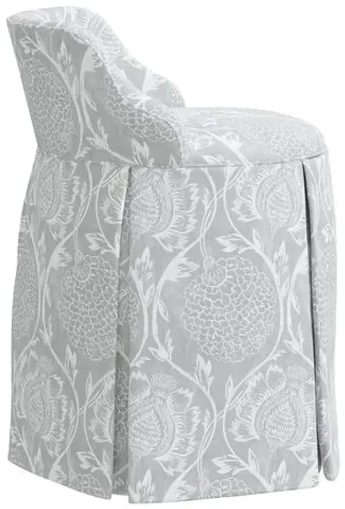 Addie Vanity Stool - Ranjit Floral - Gray - Versatile, Comfortable, Functional