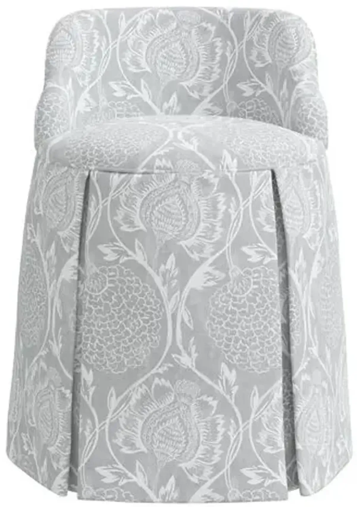 Addie Vanity Stool - Ranjit Floral - Gray - Versatile, Comfortable, Functional