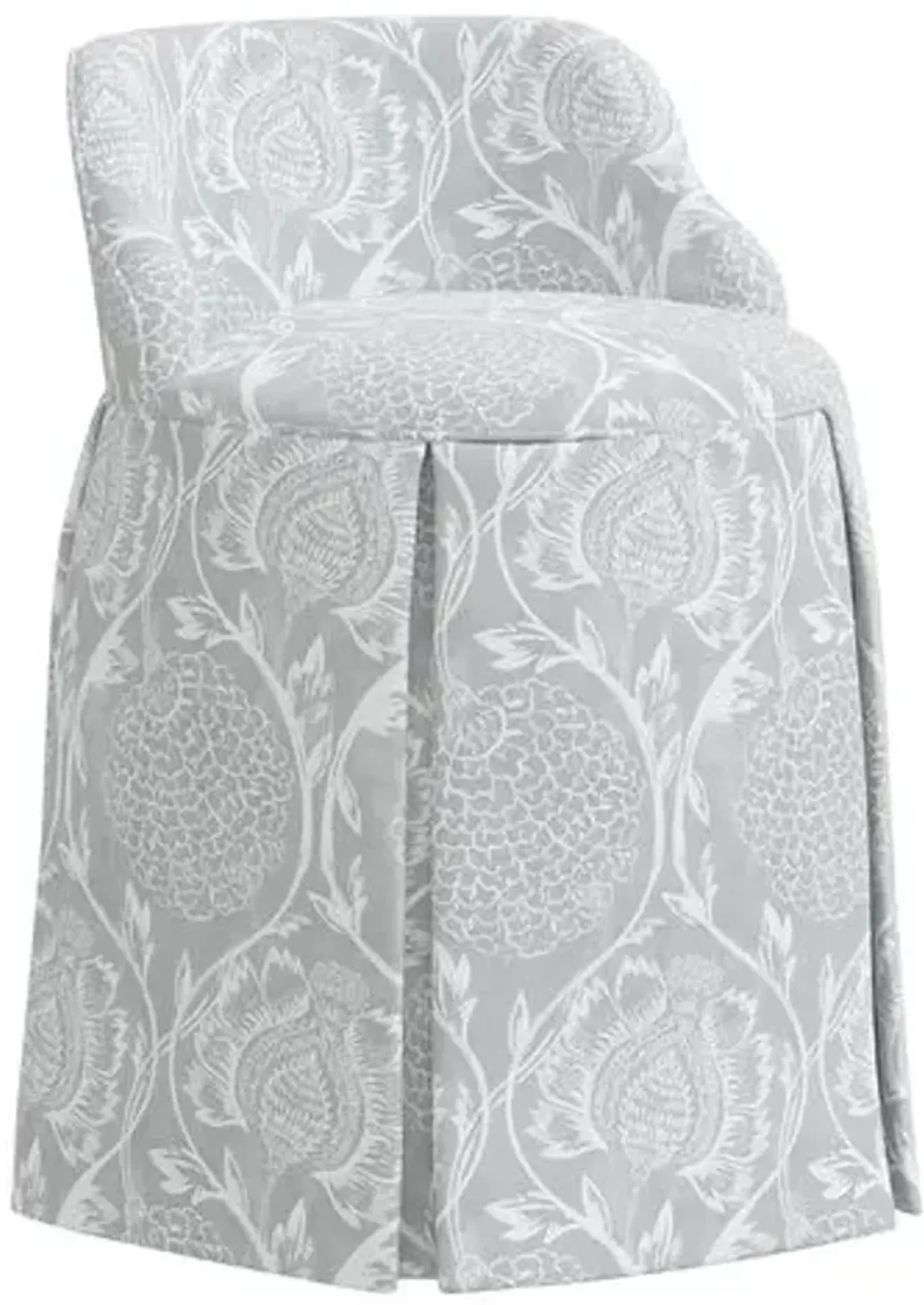 Addie Vanity Stool - Ranjit Floral - Gray - Versatile, Comfortable, Functional