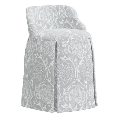 Addie Vanity Stool - Ranjit Floral - Gray - Versatile, Comfortable, Functional