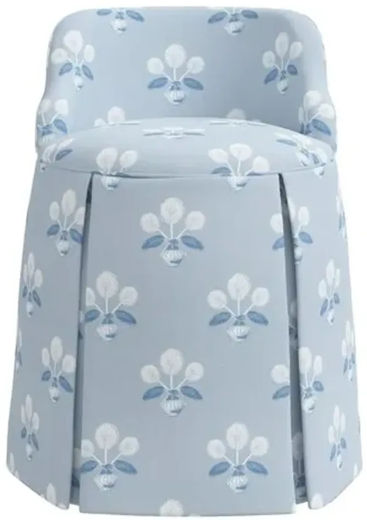 Addie Vanity Stool - Block Vase Floral - Handcrafed in The USA - Blue - Versatile, Comfortable, Functional