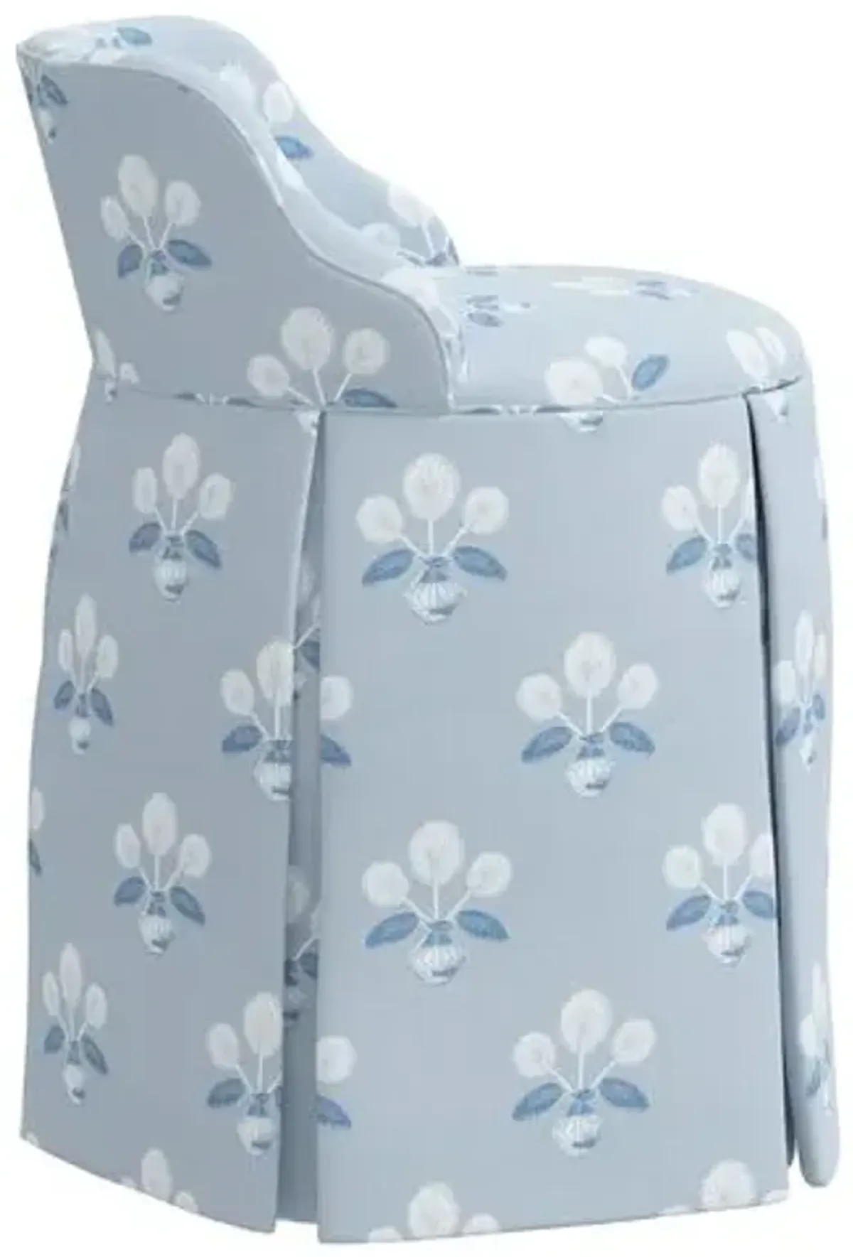 Addie Vanity Stool - Block Vase Floral - Handcrafed in The USA - Blue - Versatile, Comfortable, Functional