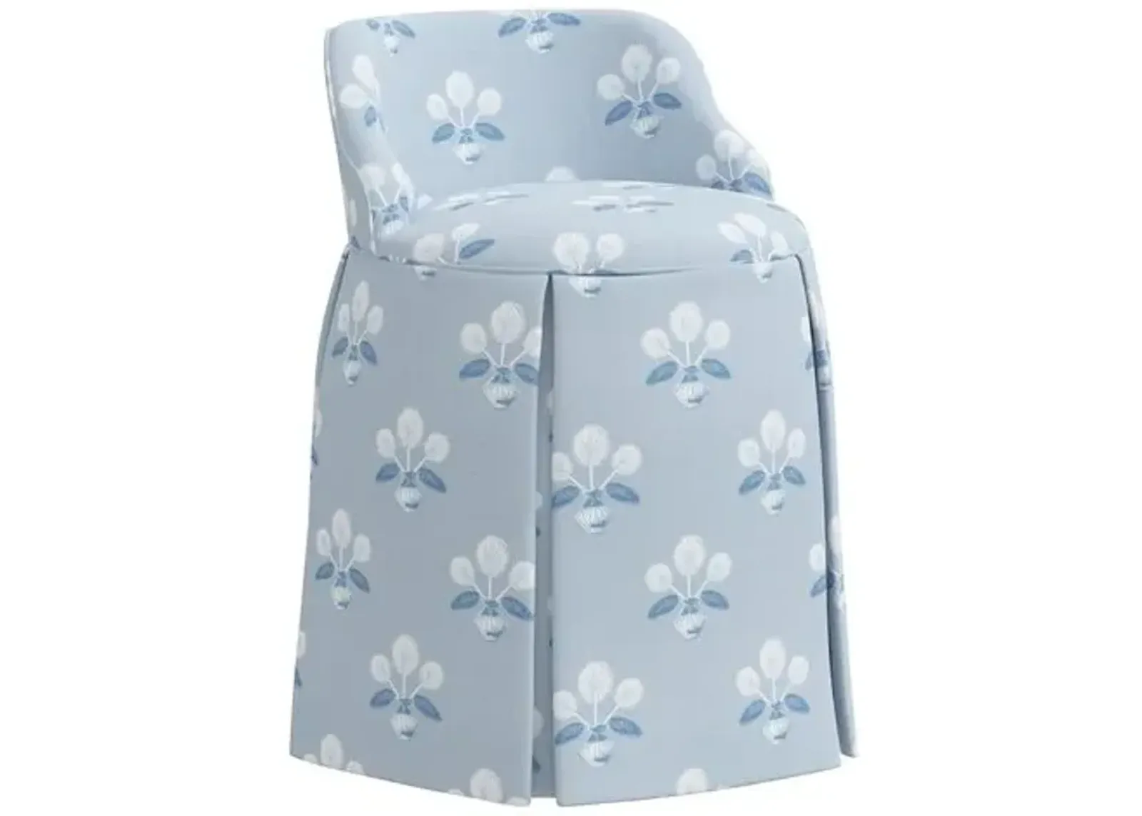 Addie Vanity Stool - Block Vase Floral - Handcrafed in The USA - Blue - Versatile, Comfortable, Functional