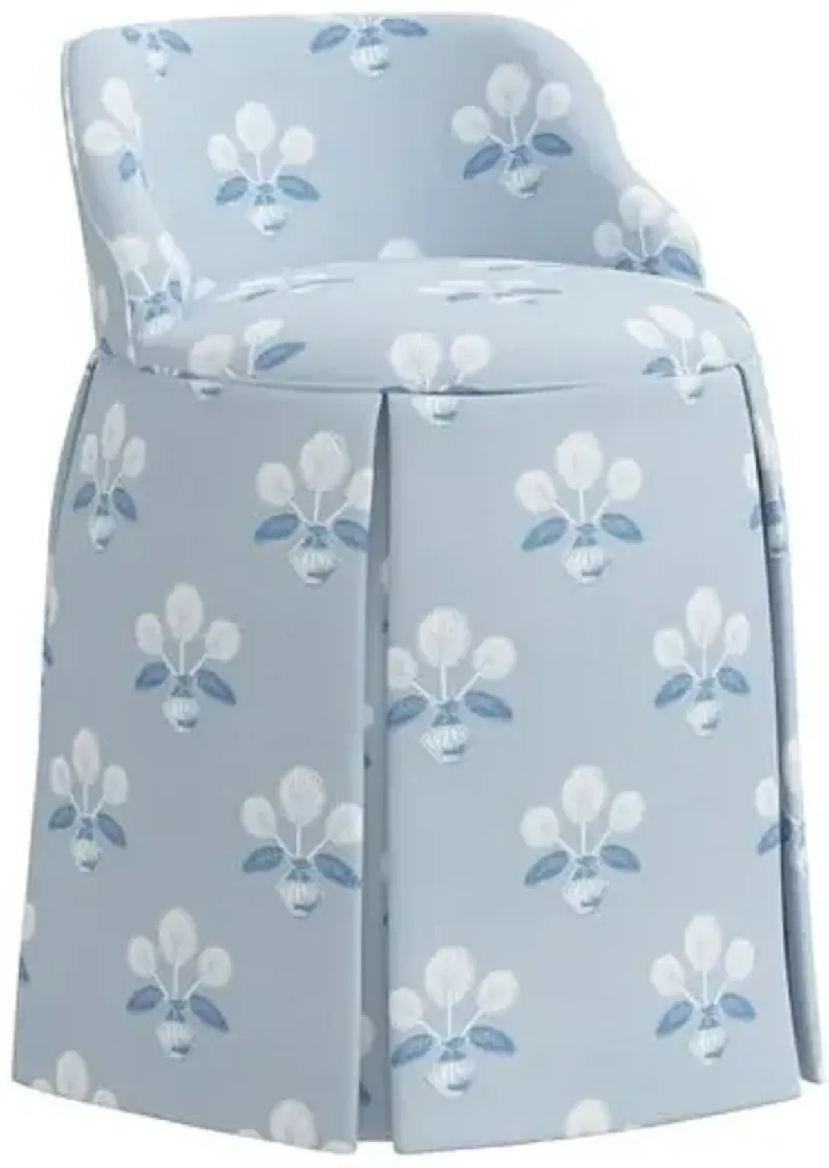 Addie Vanity Stool - Block Vase Floral - Handcrafed in The USA - Blue - Versatile, Comfortable, Functional