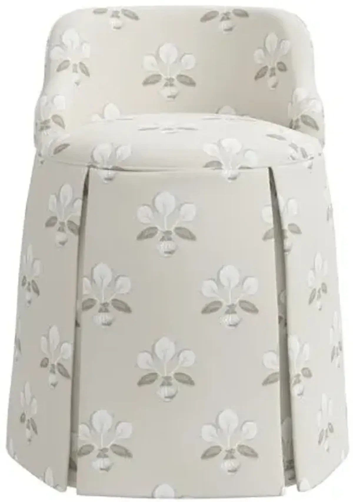 Addie Vanity Stool - Block Vase Floral - Handcrafed in The USA - Beige - Versatile, Comfortable, Functional