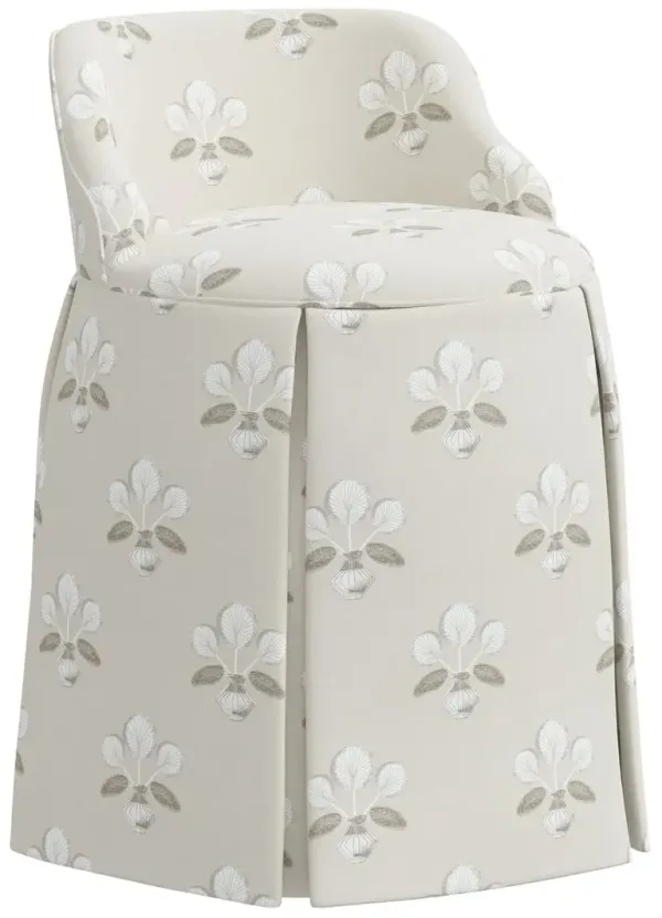 Addie Vanity Stool, Block Vase Floral