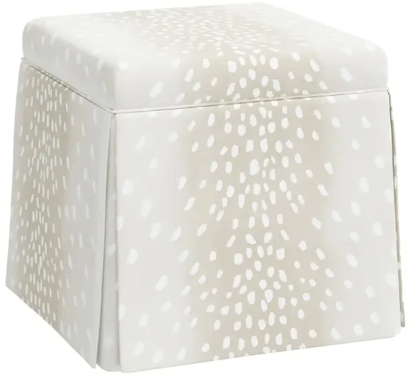 Anne Skirted Storage Ottoman, Fawn Stripe
