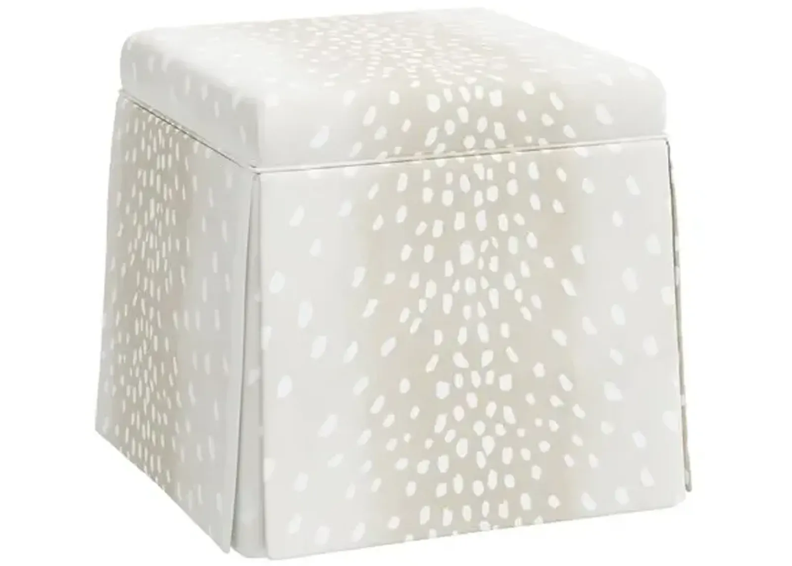 Anne Skirted Ottoman - Fawn Stripe - Beige