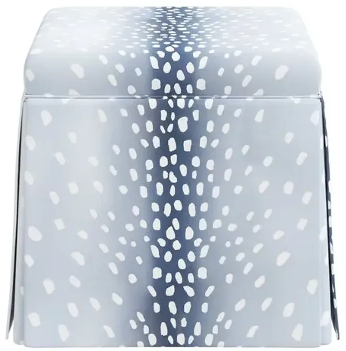 Anne Skirted Storage Ottoman - Fawn Stripe - Blue