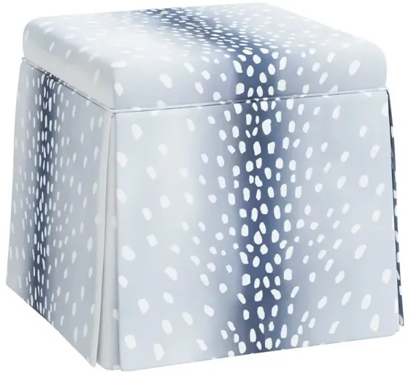 Anne Skirted Storage Ottoman, Fawn Stripe
