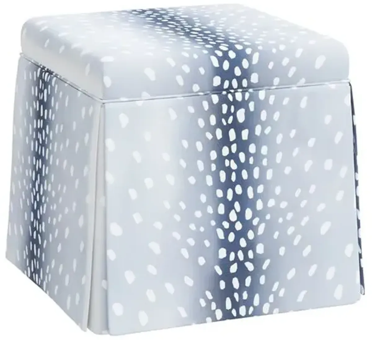 Anne Skirted Storage Ottoman - Fawn Stripe - Blue