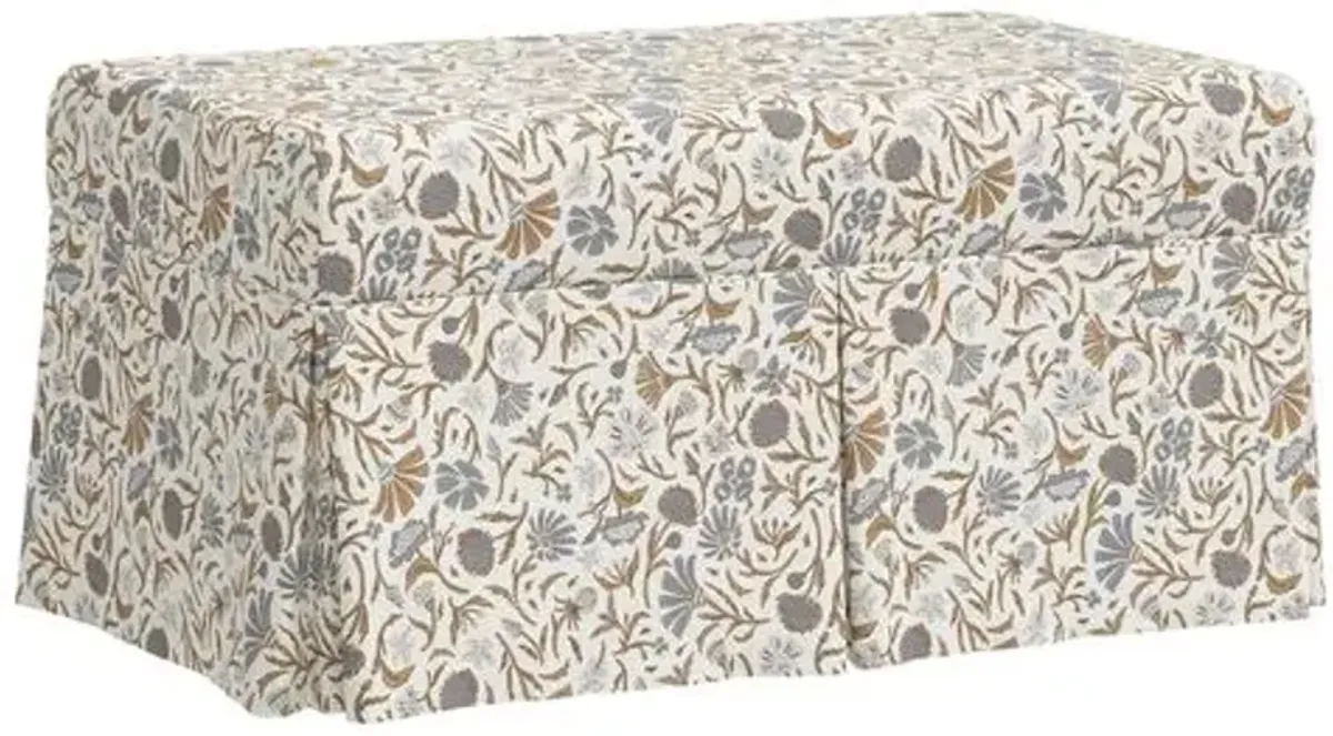 Hayworth Storage Bench - Vine Botanical - Blue