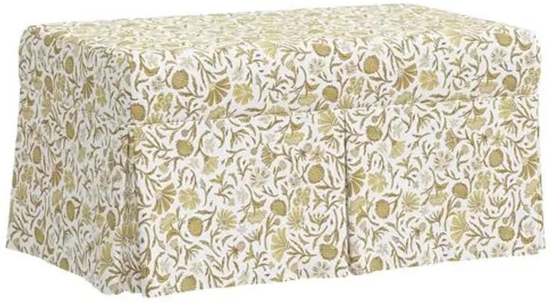 Hayworth Storage Bench - Vine Botanical - Yellow